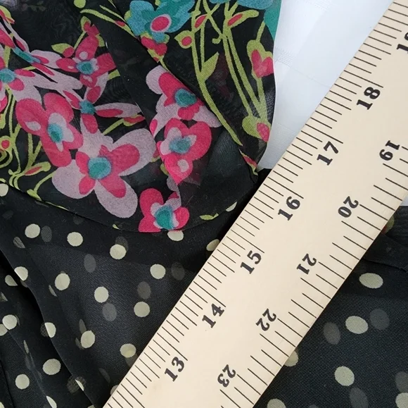 Johnny Martin Sheer Floral  Polka Dot  Print Long Sleeve Dress Size 1 - Picture 5 of 6